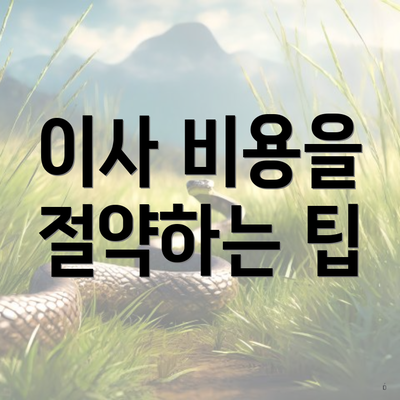 이사 비용을 절약하는 팁