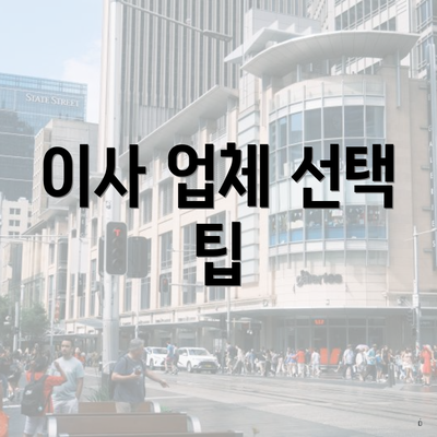 이사 업체 선택 팁