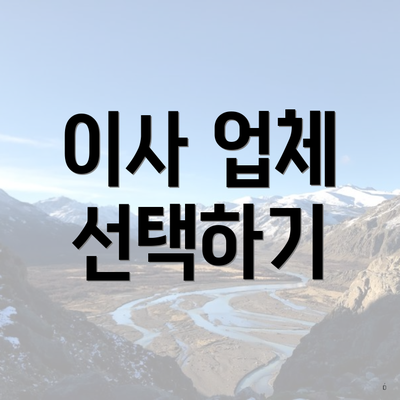 이사 업체 선택하기