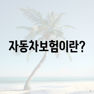 자동차보험이란?