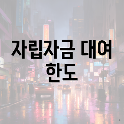 자립자금 대여 한도