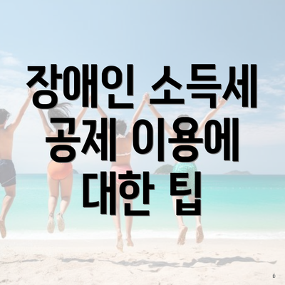 장애인 소득세 공제 이용에 대한 팁
