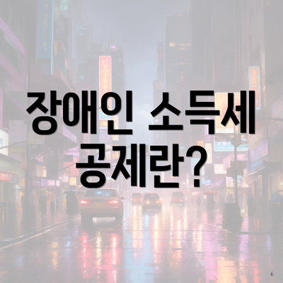 장애인 소득세 공제란?