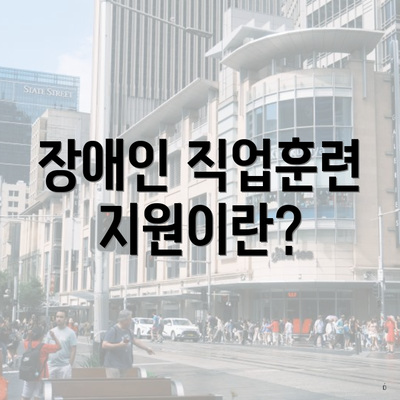 장애인 직업훈련 지원이란?