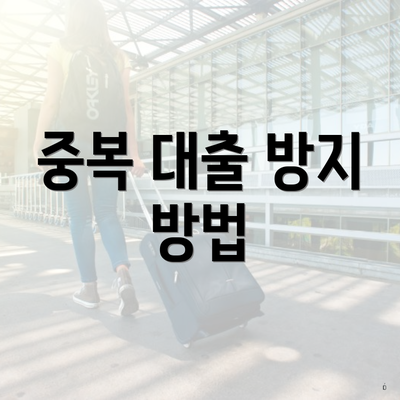 비상금 대출 중복 4 중복 대출 방지 방법