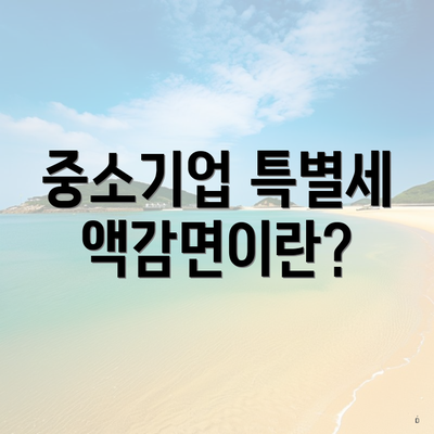 중소기업 특별세액감면이란?