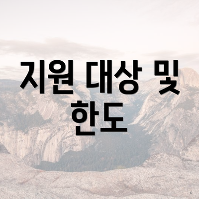 지원 대상 및 한도