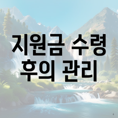 지원금 수령 후의 관리