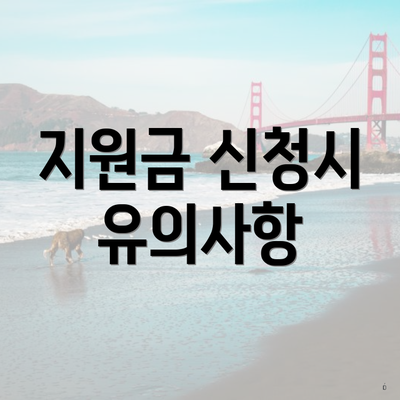 지원금 신청시 유의사항