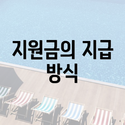 지원금의 지급 방식