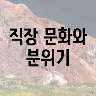 직장 문화와 분위기