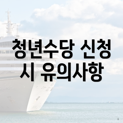 청년수당 신청 시 유의사항