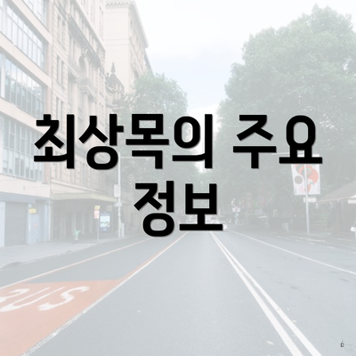 최상목의 주요 정보