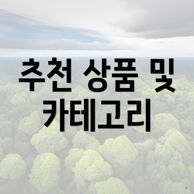 추천 상품 및 카테고리
