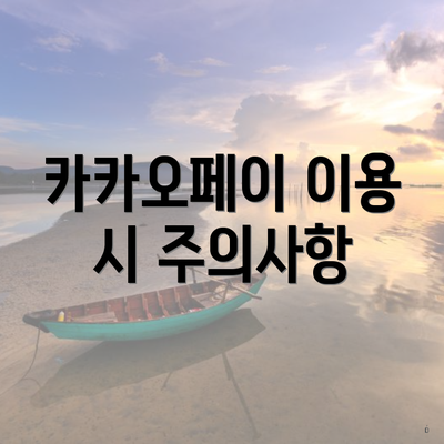 카카오페이 이용 시 주의사항