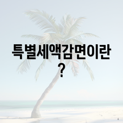 특별세액감면이란?