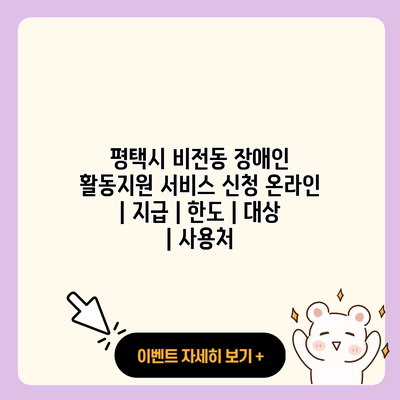 평택시 비전동 장애인 활동지원 서비스 신청 온라인 지급 한도 대상 사용처 resized