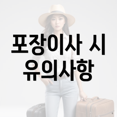 포장이사 시 유의사항