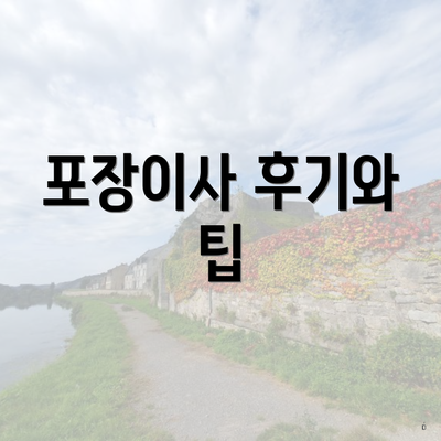 포장이사 후기와 팁