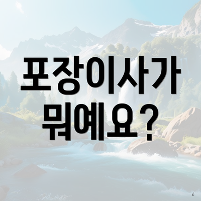 포장이사가 뭐예요?