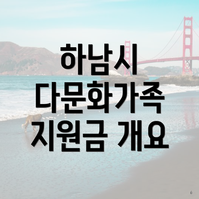 하남시 다문화가족 지원금 개요