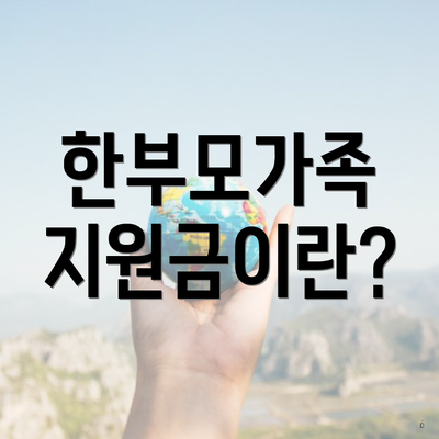 한부모가족 지원금이란?