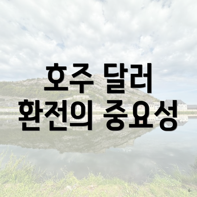 호주 달러 환전의 중요성